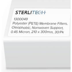 聚酯(PETE)膜过滤器，憎油，无纺布支撑，0.45微米，210 x 300mm, 30/Pk