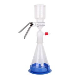 VF3，玻璃过滤装置，包括300ml / 47mm玻璃滤清器，烧结玻璃支撑W /管状帽，1000ml接地接头烧瓶，硅胶固定吸盘