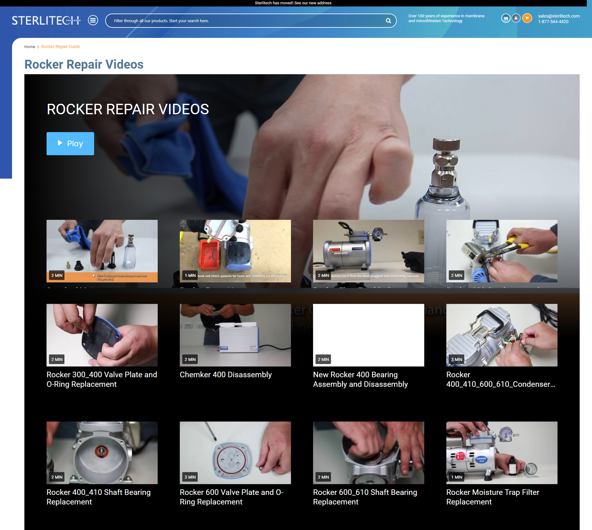 SterliTech提示：Rocker产品新的视频频道使维护和维修变得容易
